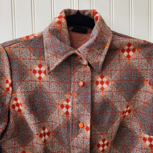 Vintage 1970's Funky Diamond Print Shirt by Stage 7 - Picture 6 of 15